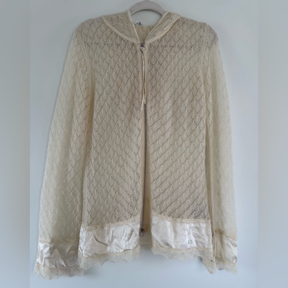 Escada Sport Mohair Lace Zip Hoodie – Ivory (Size L)